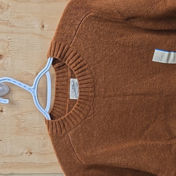 Universal Thread Size L Light Brown Crew Neck Oversized Cropped Knit Sweater - Picture 2 of 10